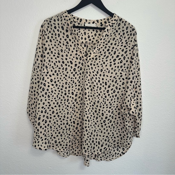 Lush Cream Cheetah Print Top – 3/4 Sleeve, Size 1X (Stitch Fix) - Picture 1 of 7